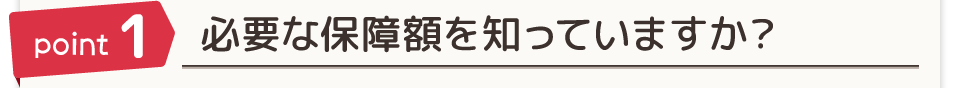 point1 必要な保障額を知っていますか？